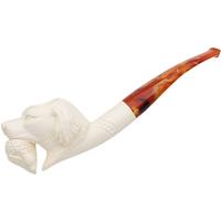 AKB Meerschaum Carved Hunting Dog with Duck (with Case)