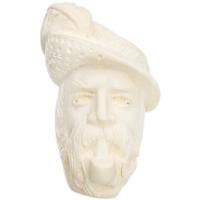 AKB Meerschaum Carved Bearded Man Smoking Pipe (with Case)
