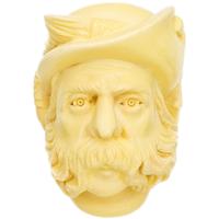 AKB Meerschaum Carved Bearded Man with Feathered Cap (with Case)