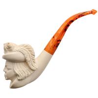 AKB Meerschaum Carved Lady in Floral Hat (with Case)