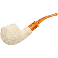 AKB Meerschaum Carved Floral U.S. Air Force Bent Apple (Yusuf) (with Case)