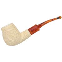 AKB Meerschaum Carved Floral U.S. Air Force Bent Billiard (Yusuf) (with Case)
