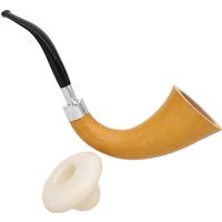 AKB Meerschaum Smooth Gourd Calabash with Smooth Meerschaum Cap with Silver (with Case)