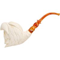 AKB Meerschaum Carved Skull in Eagle Head (I. Baglan) (with Case)
