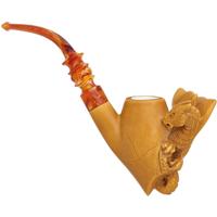 AKB Meerschaum Carved Dragon on Spot Carved Egg (with Case)