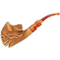 AKB Meerschaum Carved Skull with Horned Helmet (with Case)