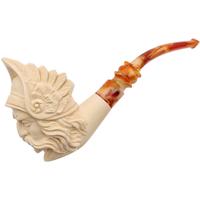AKB Meerschaum Carved Man with Moustache & Winged Cap (with Case)