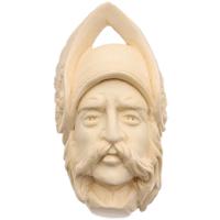 AKB Meerschaum Carved Man with Moustache & Winged Cap (with Case)