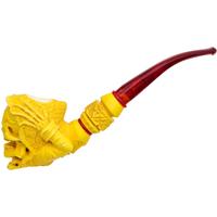 AKB Meerschaum Carved Hooded Skull (Alpaslan) (with Case)