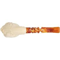 AKB Meerschaum Carved Floral Pot with Dolphin (I. Baglan) (with Case)
