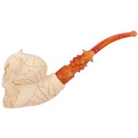 AKB Meerschaum Carved Bearded Skull with Horns (I. Baglan) (with Case)