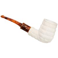 AKB Meerschaum Rusticated Bent Billiard (with Case)