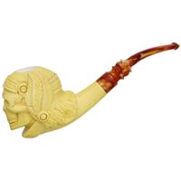 AKB Meerschaum Carved Skull with Headband (Ali) (with Case)