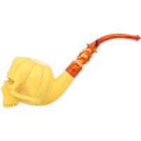 AKB Meerschaum Carved Pumpkin Head Skull (Ali) (with Case)