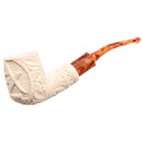 AKB Meerschaum Carved Masonic Bent Billiard (Yusuf) (with Case)