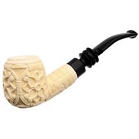 AKB Meerschaum Carved Floral Bent Apple (Mcinar) (with Case)