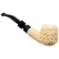 AKB Meerschaum Carved Floral Bent Apple (Mcinar) (with Case)