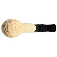 AKB Meerschaum Carved Floral Bent Apple (Mcinar) (with Case)
