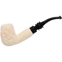 AKB Meerschaum Carved Floral Bent Billiard (Mcinar) (with Case)