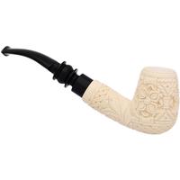 AKB Meerschaum Carved Floral Bent Billiard (Mcinar) (with Case)