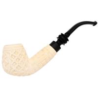 AKB Meerschaum Carved Floral Bent Billiard (Mcinar) (with Case)
