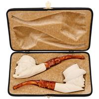 AKB Meerschaum Carved Sherlock Holmes & Watson (with Case)