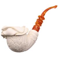 AKB Meerschaum Carved Floral Bent Apple (I. Baglan) (with Case)