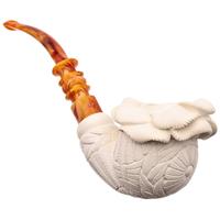 AKB Meerschaum Carved Floral Bent Apple (I. Baglan) (with Case)