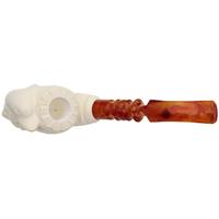 AKB Meerschaum Carved Floral Bent Billiard with Dolphin (I. Baglan) (with Case)