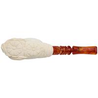 AKB Meerschaum Carved Floral Bent Billiard with Dolphin (I. Baglan) (with Case)
