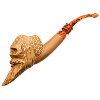 AKB Meerschaum Carved Bearded Skull (with Case)