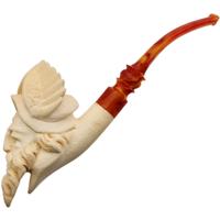 AKB Meerschaum Carved Bearded Man with Winged Hat (Servi) (with Case)