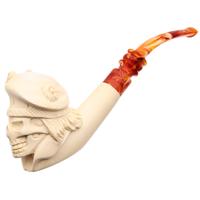AKB Meerschaum Carved Skull with Beret (with Case)