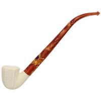 AKB Meerschaum Lattice Churchwarden Paneled Bent Dublin (with Case)
