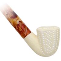 AKB Meerschaum Lattice Churchwarden Paneled Bent Dublin (with Case)