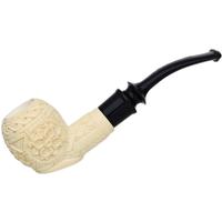 AKB Meerschaum Carved Floral Bent Apple (with Case)