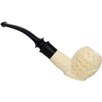 AKB Meerschaum Carved Floral Bent Apple (with Case)