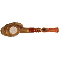 AKB Meerschaum Carved Skull with Feathered Headband (with Case)