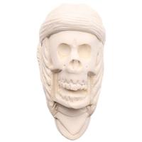 AKB Meerschaum Carved Skull with Feathered Headband (with Case)