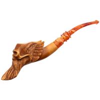 AKB Meerschaum Carved Bearded Skull with Wings (with Case)