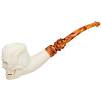 AKB Meerschaum Carved Skull with Snake (with Case)