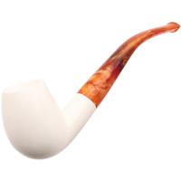 AKB Meerschaum Spot Carved Bent Billiard (with Case)