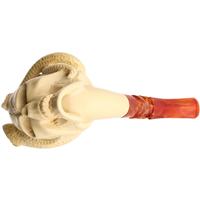 AKB Meerschaum Carved Skull with Snake (Ali) (With Case)
