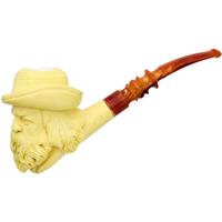 AKB Meerschaum Carved Bearded Man with Feathered Hat (Ali) (With Case)