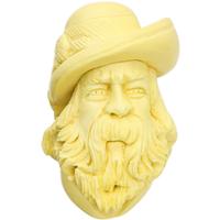 AKB Meerschaum Carved Bearded Man with Feathered Hat (Ali) (With Case)