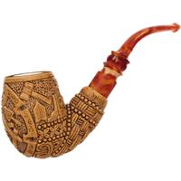 AKB Meerschaum Carved Masonic Bent Billiard (Selver) (with Case)