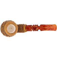 AKB Meerschaum Carved Masonic Bent Billiard (Selver) (with Case)