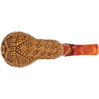 AKB Meerschaum Carved Masonic Bent Billiard (Selver) (with Case)