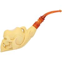 AKB Meerschaum Carved Dragon Claw Holding Skull (Ali) (with Case)