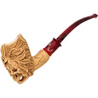 AKB Meerschaum Carved Native American Skull in Headdress (Tekin) (with Case)